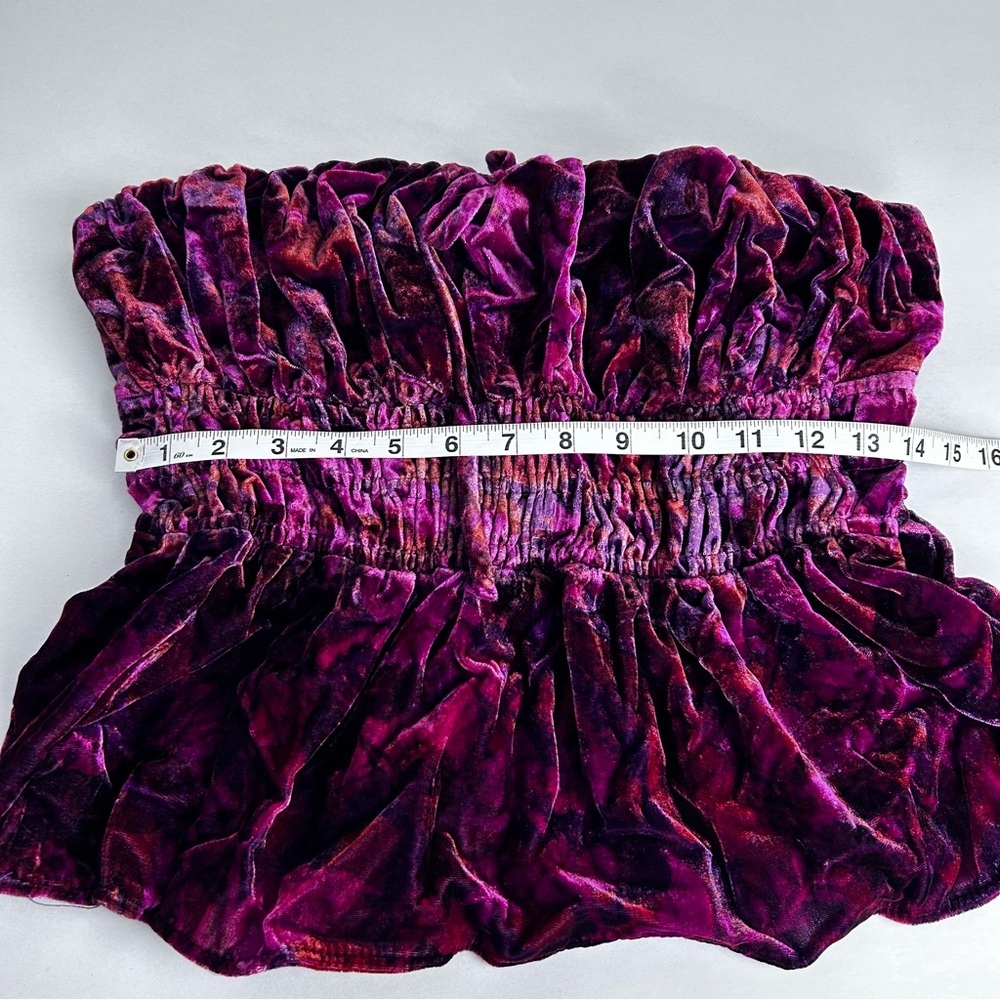 NWT Somerset Magenta Strapless Tube Top Blouse Size Large Floral Velvet - Picture 8 of 9